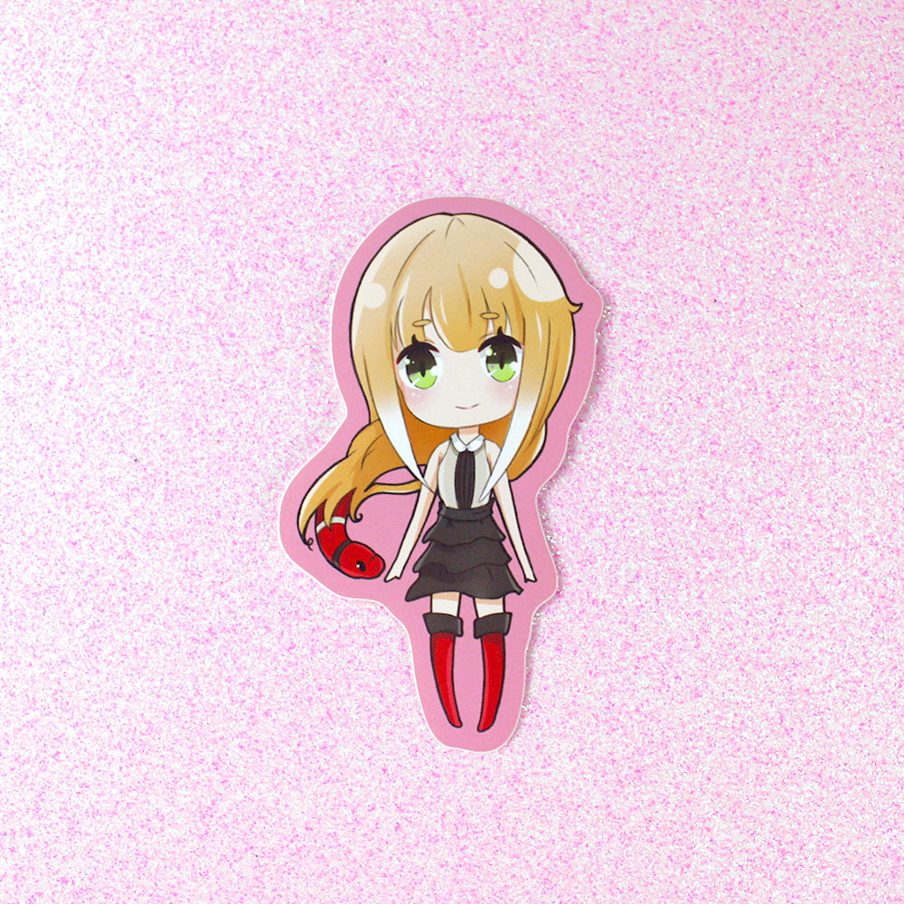 cute gorgon anime girl sticker with red snake