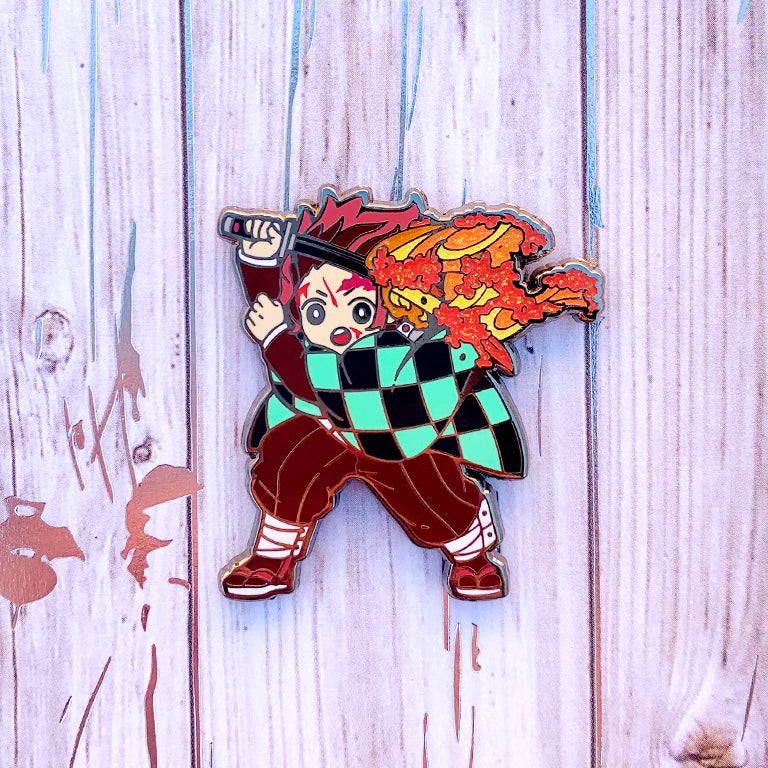 Fire Boy with Hanafuda Earrings Pin