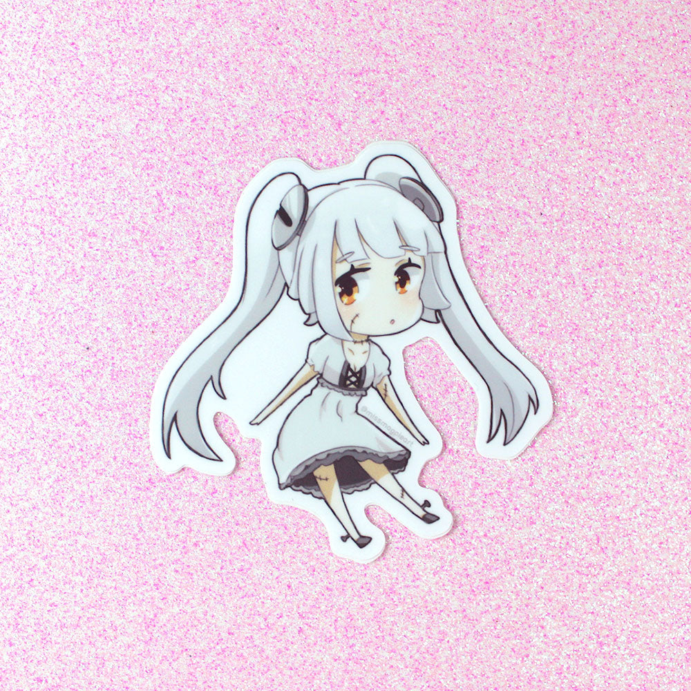 cute undead frankenstein anime girl sticker