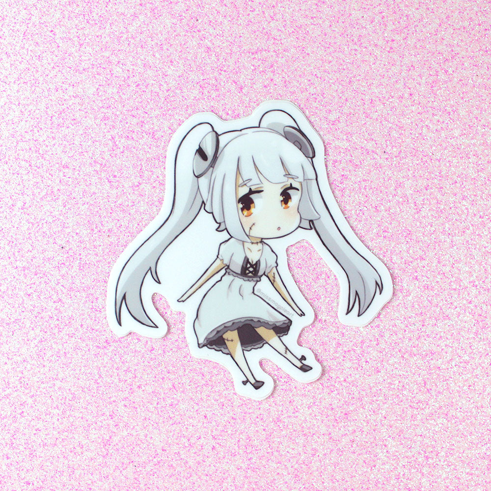 cute undead frankenstein anime girl sticker
